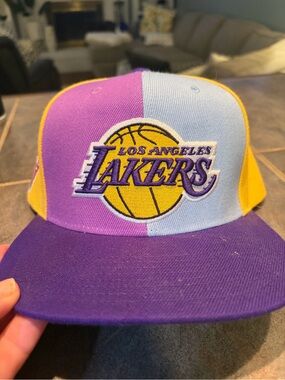 Mitchell & Ness Los Angeles Lakers Purple, Yellow & Light Blue Snapback Hat